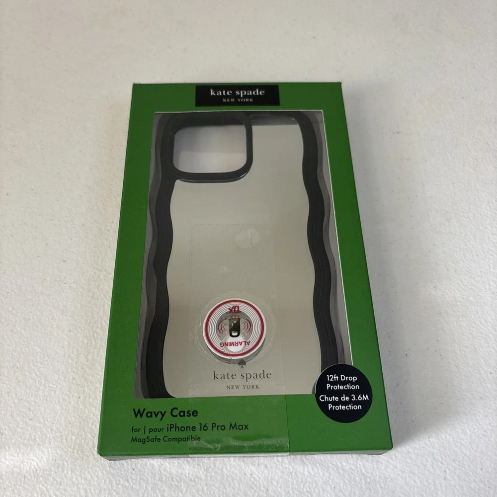 NWT‎ Kate Spade iPhone 16 Pro Max Case W/ MagSafe compatible Black Wavy